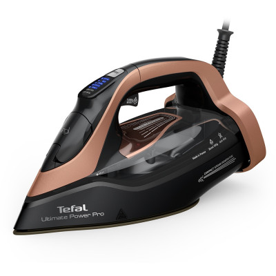 Праска TEFAL Ultimate Power Pro FV9E50E0, 3200 Вт, 300 г/хв, 350 мл, керамічна підошва, чорно-рожевий
