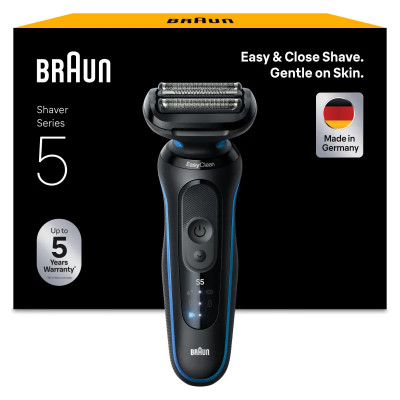 Бритва Braun Series 5 51-B1000s, для вологого та сухого гоління, AutoSense, Easy Click, чорна / синя