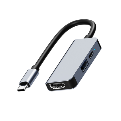 USB Type-C to HDTV 3in1 Adabter HDTV+USB3,0+Type-C (PD) (8618080210374) *