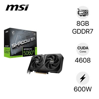 MSI GEFORCE RTX 5060 TI 8G SHADOW 2X OC PLUS (912-V536-023, 912-V536-035)