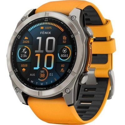 Garmin Fenix 8 51mm AMOLED Sapphire Titanium w. Spark Orange/Graphite Silicone Band (010-02905-10/11/53) * Garmin Fenix 8 51mm AMOLED Sapphire Titanium w. Spark Orange/Graphite Silicone Band (010-02905-10/11/53) *