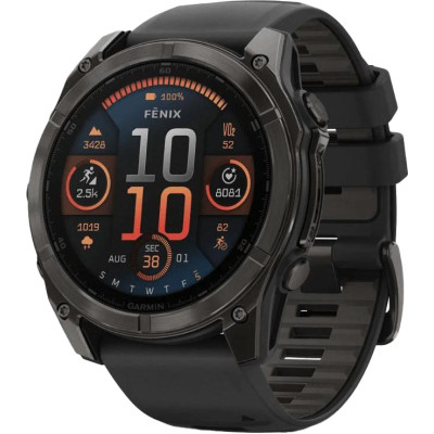 Garmin Fenix 8 51mm AMOLED Sapphire Carbon Gray DLC Titanium w. Black/Pebble Gray S. Band (010-02905-20/21) *