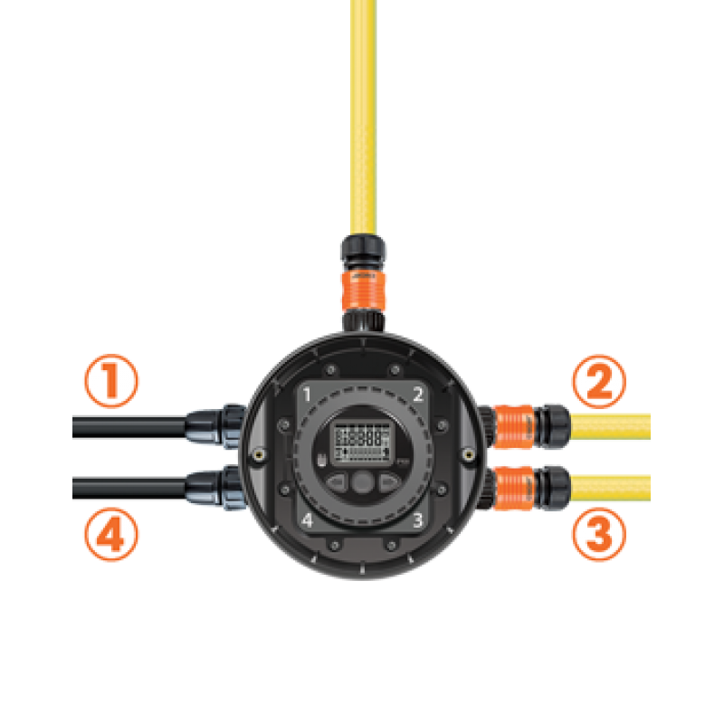 Таймер подачі води вбудований в коробку підземного поливу 4-х канальний