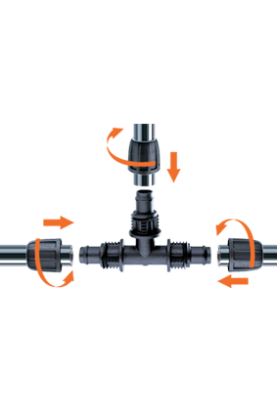 Трійник 16мм для крапельної трубки 1/2" з затисканям