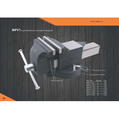 Лещата слюсарні 250мм чавунні поворотні