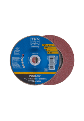 Круг пелюстковий тарілчастий 180*22 A60 (нерж/метал) конічн.PFC POLIFAN