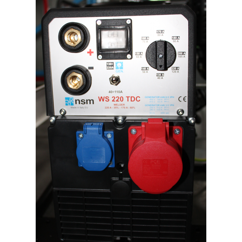 Апарат дугового зварювання з генераторною установкою  FM8220W 3ф- 6,5кВА/1ф-3,5кВА, звар.стр-220А, двиг.Mitsubishi, бак 6,2л, руч.старт