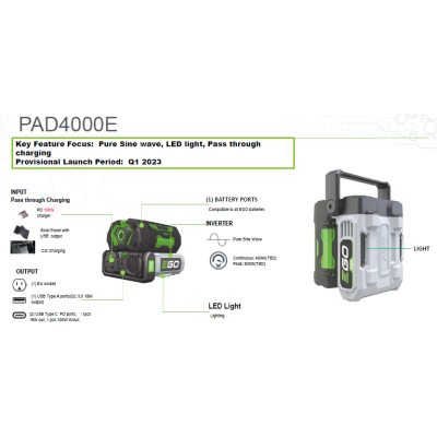 Інвертор PAD5000E, 56В-220В, 400Вт, LED-ліхтар, 3 USB порта