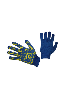 Рукавички трикотажні сині з ПВХ крапкою ТМ Vulkan Lux (полегшені), р.10