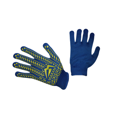 Рукавички трикотажні сині з ПВХ крапкою ТМ Vulkan Lux (полегшені), р.10