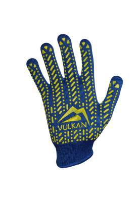 Рукавички трикотажні сині з ПВХ крапкою ТМ Vulkan Lux (полегшені), р.10