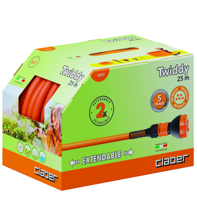 Шланг поливальний пружинний 1/2" TWIDDY 25м, з конекторами і розпилювачем