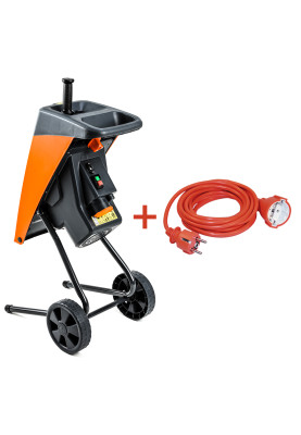 Подрібнювач садовий DS2500/40 KIT, 220В, 2500Вт, гілки до 40мм, ножі + подовжувач 10м 3*1,5 помаранч.