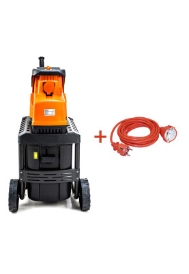 Подрібнювач садовий DS2800/45 KIT, 220В, 2800Вт, гілки до 45мм, ножі, контейнер 60л + подовжувач 10м 3*1,5 помаранч.