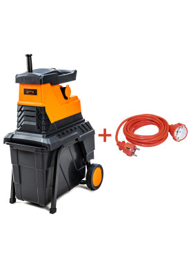 Подрібнювач садовий MS2800/45 KIT, 220В, 2800Вт, гілки до 45мм, фреза, контейнер 55л + подовжувач 10м 3*1,5 помаранч.