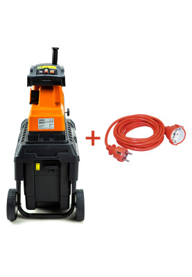 Подрібнювач садовий MS2800/45 KIT, 220В, 2800Вт, гілки до 45мм, фреза, контейнер 55л + подовжувач 10м 3*1,5 помаранч.