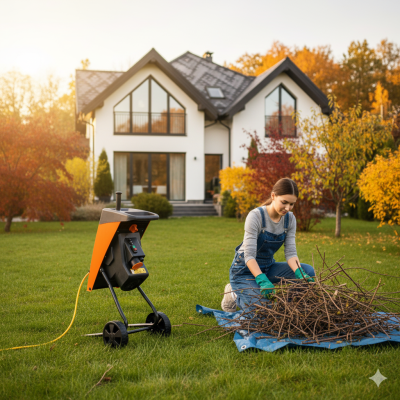 Подрібнювач садовий DS2500/40 KIT, 220В, 2500Вт, гілки до 40мм, ножі + подовжувач 10м помаранч.