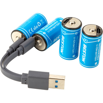 Акумулятор Beston USB Type-C RCR123A 3.0V, 2100mAh, Li-Ion, 4 шт