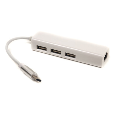 Перехідник PowerPlant USB 3.1 Type-C-3 порти USB 2.0 + Ethernet