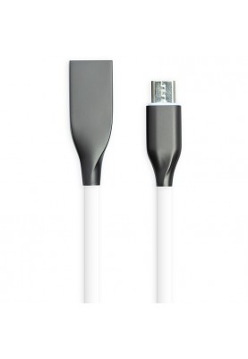 Кабель PowerPlant USB-microUSB, 1м, силікон, білий