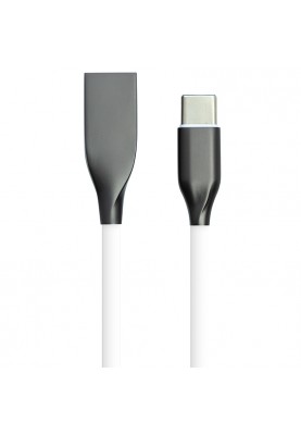 Кабель PowerPlant USB-Type-C, 1м, силікон, білий