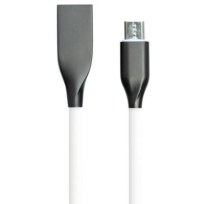 Кабель PowerPlant USB-microUSB, 2м, силікон, білий