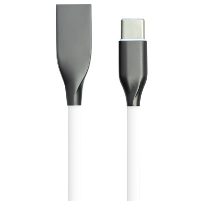 Кабель PowerPlant USB-Type-C, 2м, силікон, білий