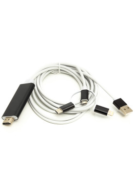 Кабель PowerPlant HDMI (M) - Lightning, Type-C, mirco USB, 1 м