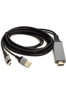 Кабель PowerPlant HDMI (M) - USB (AM) / Type-C (M), 1 м