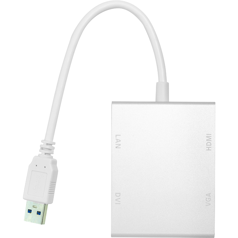 Перехідник PowerPlant USB 3.0 - HDMI, DVI, VGA, RJ45 Gigabit Ethernet