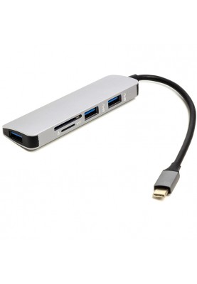 Переходник PowerPlant USB Type-C - 3*USB 3.0 Ports + TF/SD Card Reader