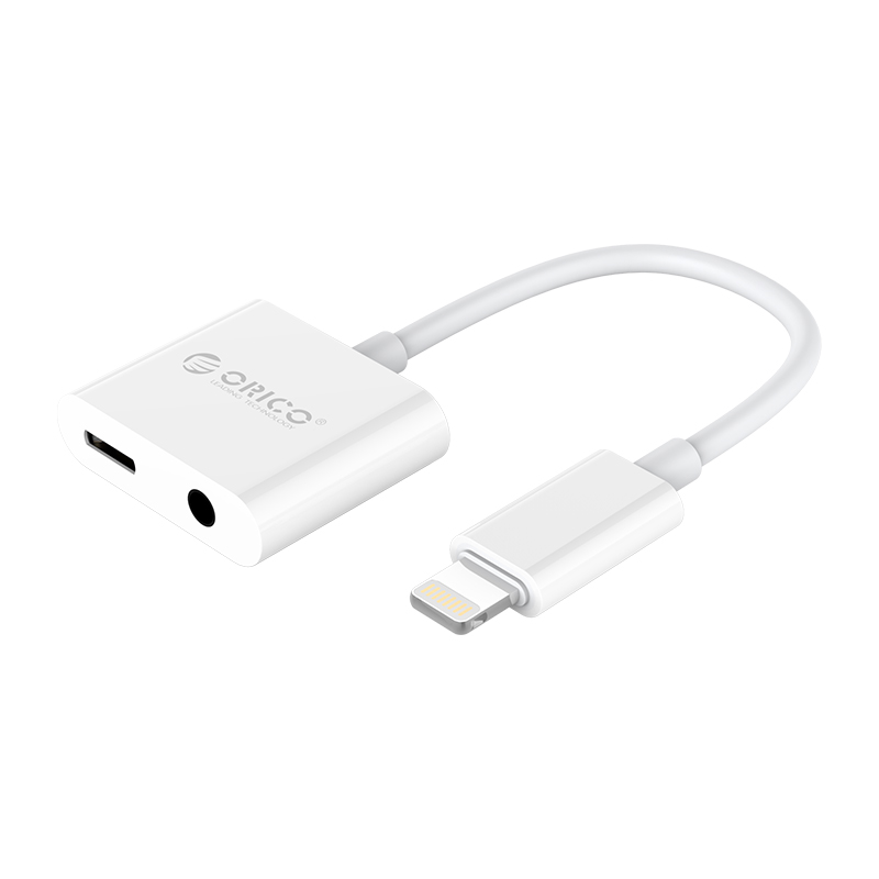 Зарядний та аудіо адаптер ORICO Lightning - 3.5 мм/Lightning (2LT-WH-BP)