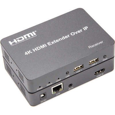 Подовжувач HDMI сигналу PowerPlant HDMI 4K/30hz, до 150м, через CAT5E/6 (HDES150-KVM)