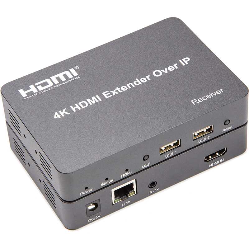 Подовжувач HDMI сигналу PowerPlant HDMI 4K/30hz, до 150м, через CAT5E/6 (HDES150-KVM)