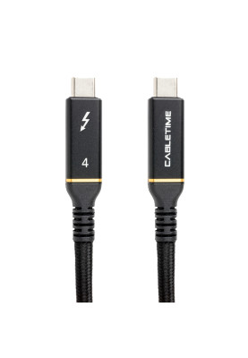 Кабель PowerPlant USB4, USB-C - USB-C, 40Gbps, 100W, 20V/ 5A, 8K/ 60HZ, 1м