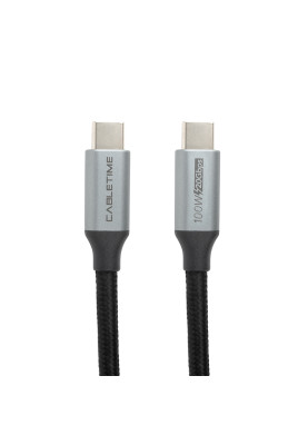 Кабель PowerPlant USB3.1, USB-C - USB-C, 20Gbps, 100W, 20V/ 5A, 4K/ 60HZ, 1м