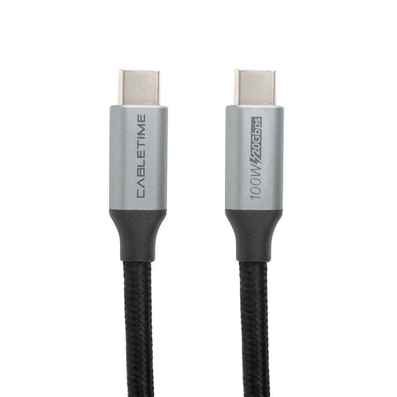 Кабель PowerPlant USB3.1, USB-C - USB-C, 20Gbps, 100W, 20V/ 5A, 4K/ 60HZ, 1м