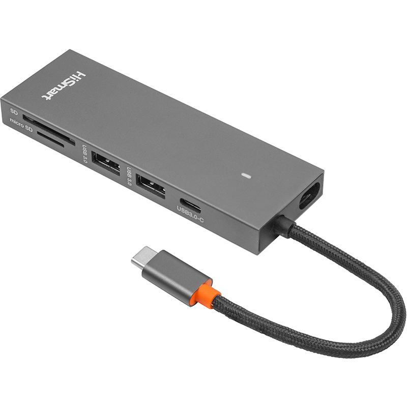 Адаптер PowerPlant USB Type-C - 2 x USB 3.0, HDMI, SD, TF