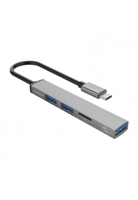USB-хаб ORICO USB-A-USB3.0, 2xUSB2.0, TF (AH-A12F-GY-BP)