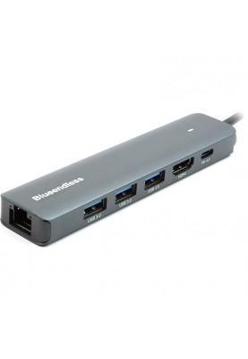 Aдаптер USB Type-C-HDMI, LAN, 3x USB 3.0 Type-A, USB Type-C PD100W