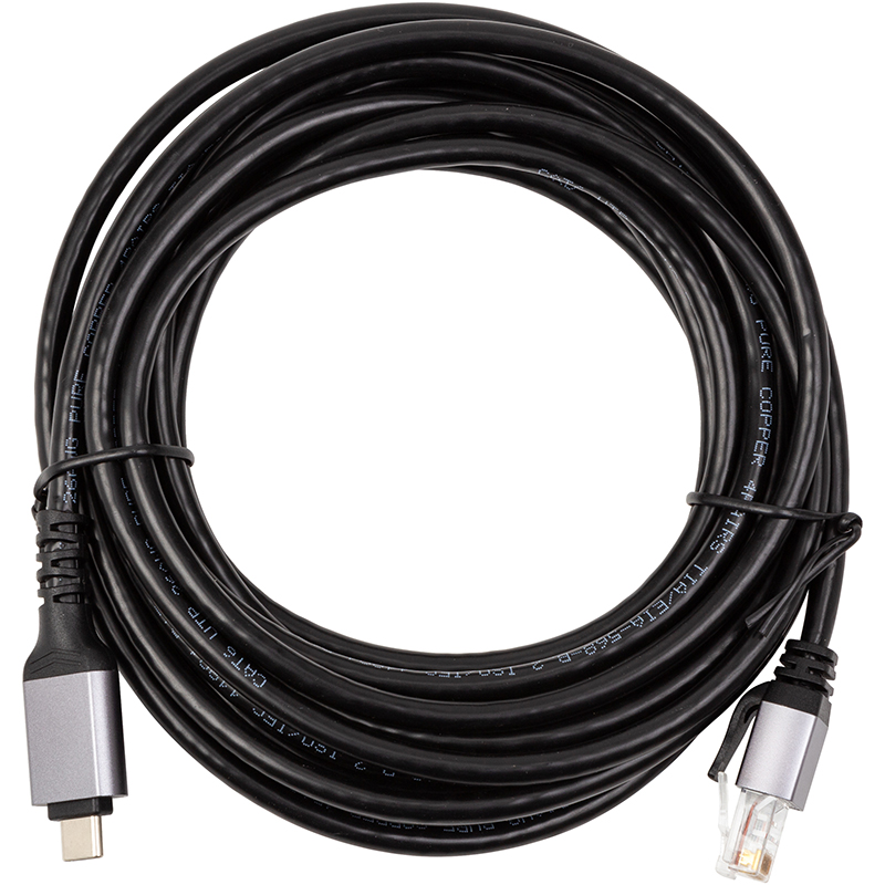 Кабель PowerPlant USB Type-C - RJ45, 5 м