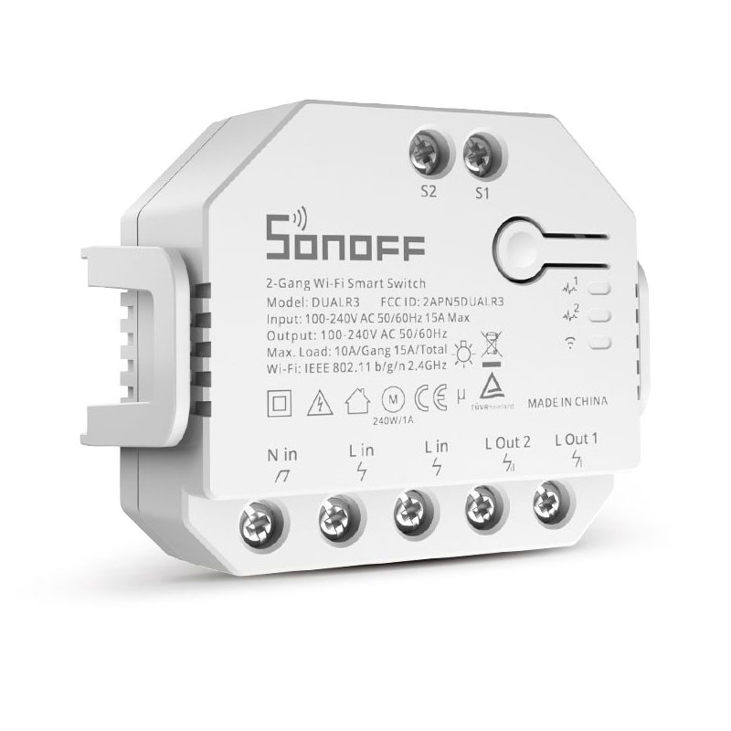 Смарт-перемикач Sonoff Wi-Fi із подвійним реле та вимірюванням потужності