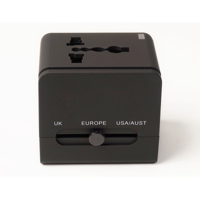 Універсальний дорожній мережевий перехідник PowerPlant c USB 220V 6A