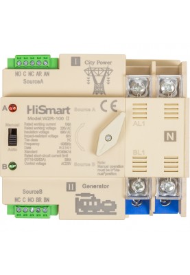 Автоматичний перемикач HiSmart W2R-2P 220V 100A (HS082482)