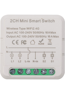 Розумний вимикач Tuya Wifi B202, 16A (2 gang 2 Way )