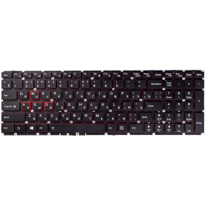 Клавiатура для ноутбука LENOVO Ideapad Y700, Y700-15ISK чорний, пiдсвiчування