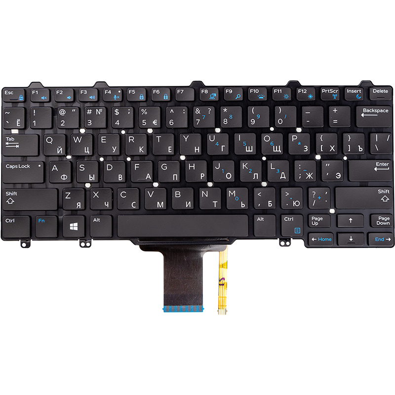 Клавiатура для ноутбука DELL Latitude E5270, E7270 чoрний, підсвічування