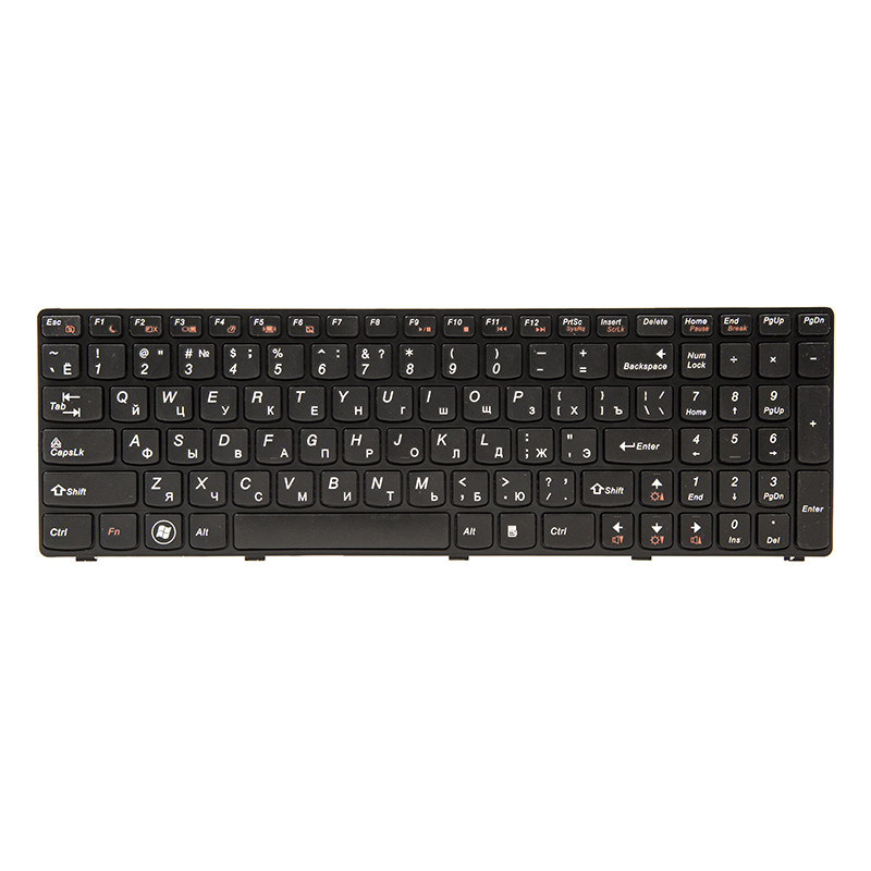 Клавiатура для ноутбука IBM/LENOVO G580, N580 чoрний, чoрний фрейм