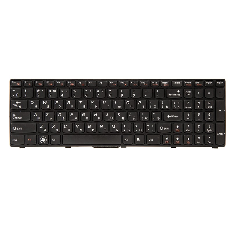 Клавiатура для ноутбука IBM/LENOVO B570, B590, V570 чoрний, чoрний фрейм