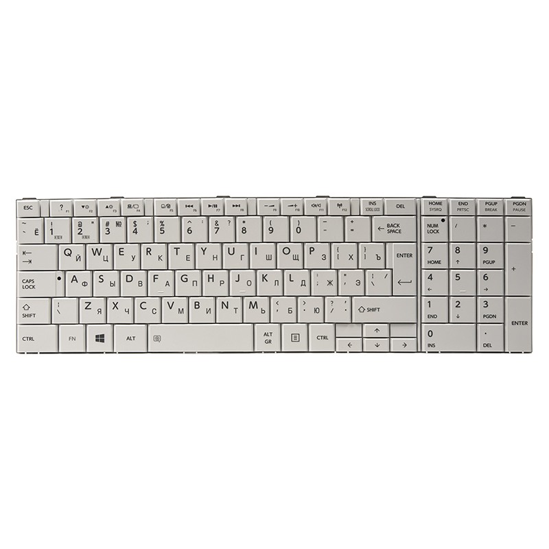 Клавiатура для ноутбука TOSHIBA Satellite C850, C870 бiлий, бiлий фрейм